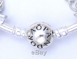 Authentic Pandora Sterling Silver Bracelet with Love Purple European Charms