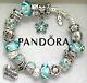 Authentic Pandora Sterling Silver Bracelet With Mom Mothers Day European Charms