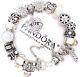 Authentic Pandora Sterling Silver Charm Bracelet With Love White European Charms