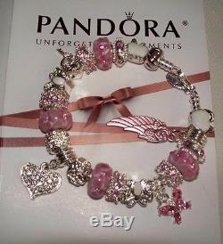 Authentic Pandora Sterling silver Bracelet with Heart, Butterflies European Charm