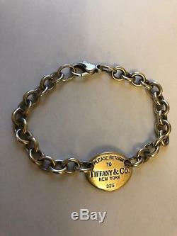 Authentic Please Return To Tiffany & Co. Sterling Silver Oval Tag Bracelet