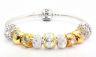 Authentic Sterling Silver Pandora Bracelet +generic 18k Gold Plt Charms & Beads
