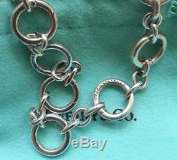 Authentic Tiffany & Co Sterling Silver Round Clasping Link Charm Bracelet