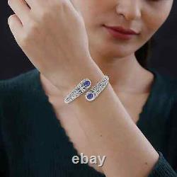 BALI LEGACY 925 Silver Blue Tanzanite Cuff Bangle Bracelet Gift Size 7.5 Ct 7
