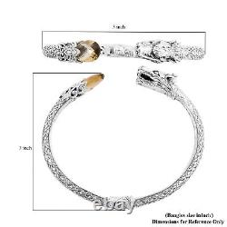BALI LEGACY 925 Silver Natural Citrine Dragon Bangle Bracelet Size 7.5 Ct 7