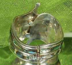 BALLADARES TAXCO Clamper Bracelet STERLING Silver & ABALONE Mid Century MEXICO