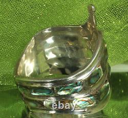 BALLADARES TAXCO Clamper Bracelet STERLING Silver & ABALONE Mid Century MEXICO