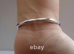 BANGLE BRACELET With BLACK LAB DIAMONDS / 925 STERLING SILVER / SZ 7.5'