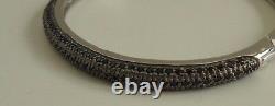 BANGLE BRACELET With BLACK LAB DIAMONDS / 925 STERLING SILVER / SZ 7.5'