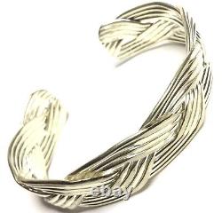 BEAUTIFUL STERLING SILVER BRAIDED CUFF BRACELET Stamped 925 Heavy 29.56 Grams