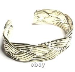 BEAUTIFUL STERLING SILVER BRAIDED CUFF BRACELET Stamped 925 Heavy 29.56 Grams