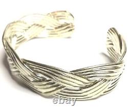 BEAUTIFUL STERLING SILVER BRAIDED CUFF BRACELET Stamped 925 Heavy 29.56 Grams