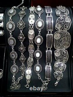 /BLOCK-S/ Sterling Silver Filigree Bracelet PERSONALIZED Wedding Gift for Her
