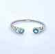 Blue Topaz Sterling Silver Cuff Bracelet, Gemstone Clamp Bracelet, Silver Bangle