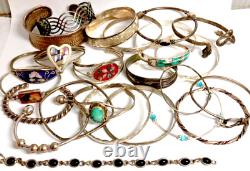 BRACELETS 384g 25 ct- bulk lot assorted Sterling, Silver, silvertone, Alpaca