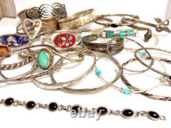 BRACELETS 384g 25 ct- bulk lot assorted Sterling, Silver, silvertone, Alpaca