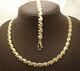 Baby Elephant Bracelet Necklace Set 14k Yellow Gold Clad Silver 925 32.10gr
