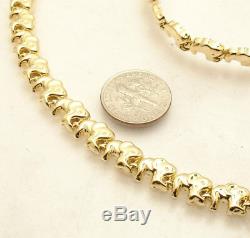 Baby Elephant Bracelet Necklace Set 14K Yellow Gold Clad Silver 925 32.10gr