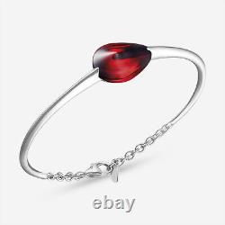 Baccarat Sterling Silver, Red Crystal Bangle Bracelet 2810361