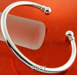 Bangle Bracelet Real 925 Sterling Silver Filled Solid Celtic Bead Ball Open Cuff