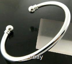 Bangle Bracelet Real 925 Sterling Silver Filled Solid Celtic Bead Ball Open Cuff