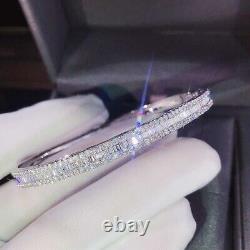 Bangle Bracelet Round Cut Natural Moissanite For Women Gold Plated 925 Sliver