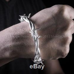 Barb Wire Bangle Bracelet Mens Barbed Wire Wristwear Solid Sterling Silver