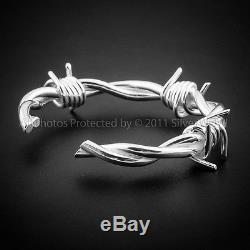 Barb Wire Bangle Bracelet Mens Barbed Wire Wristwear Solid Sterling Silver