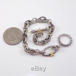 Barbara Bixby Sterling Silver 18K Gold Diamond Rolo Toggle Bracelet 7.5 LDC3