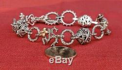 Barbara Bixby Sterling Silver 18k Gold Storyteller Charm Bracelet Cross Ohm Key