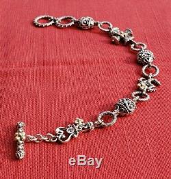 Barbara Bixby Sterling Silver 18k Gold Storyteller Charm Bracelet Cross Ohm Key