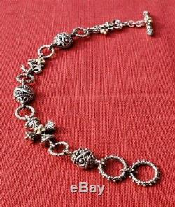 Barbara Bixby Sterling Silver 18k Gold Storyteller Charm Bracelet Cross Ohm Key