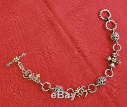 Barbara Bixby Sterling Silver 18k Gold Storyteller Charm Bracelet Cross Ohm Key