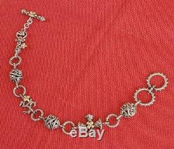 Barbara Bixby Sterling Silver 18k Gold Storyteller Charm Bracelet Cross Ohm Key