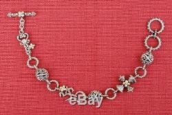 Barbara Bixby Sterling Silver 18k Gold Storyteller Charm Bracelet Cross Ohm Key