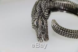 Barry Kieselstein-Cord sterling silver Alligator Hinged Bracelet with diamonds