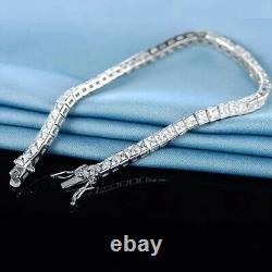 Beautiful 10 Ct Princess Cut White Diamond Bracelet In 925 Sterling Silver