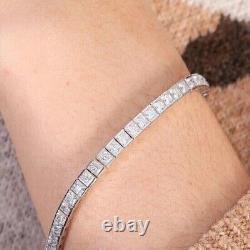Beautiful 10 Ct Princess Cut White Diamond Bracelet In 925 Sterling Silver