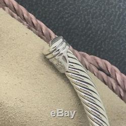 Beautiful David Yurman Sterling Silver Classic Diamond Cable Bracelet Bangle 5mm