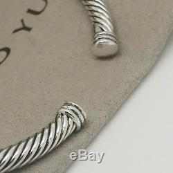 Beautiful David Yurman Sterling Silver Classic Diamond Cable Bracelet Bangle 5mm