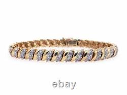 Beautiful Estate 14K Yellow Gold Over 3.50 Ct Diamond 7 Tennis Bracelet Ladies
