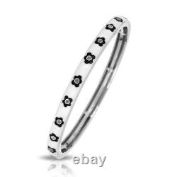 Belle Etoile Flora Bangle Italian Enamel Sterling Silver Pave