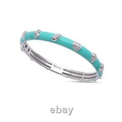 Belle Etoile Seashells Bangle Sterling Silver Italian Enamel Blue, Black, Aqua