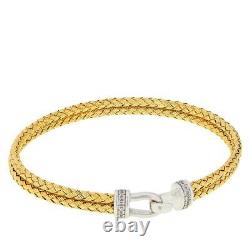 Bellezza Yellow Gold Plated Sterling Silver CZ Woven Buckle Bracelet, 6-1/4