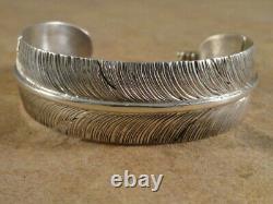 Ben Begaye Navajo Sterling Silver Feather Cuff Bracelet