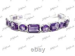 Big Amethyst Bracelet Sterling Silver Amethyst Men Bracelet 925 Solid Silver