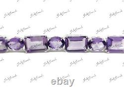 Big Amethyst Bracelet Sterling Silver Amethyst Men Bracelet 925 Solid Silver