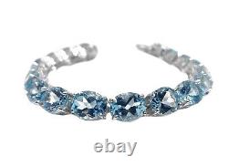 Big Blue Topaz Bracelet 925 Sterling Silver Sky Blue Topaz Tennis Bracelet