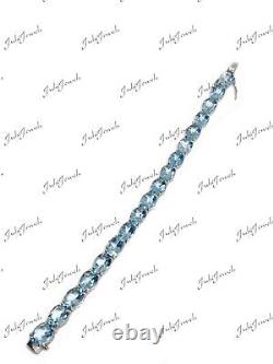 Big Blue Topaz Bracelet 925 Sterling Silver Sky Blue Topaz Tennis Bracelet