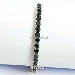 Black Diamond Tennis Bracelet 7.50 Inches In 925 Sterling Silver AAA Certified